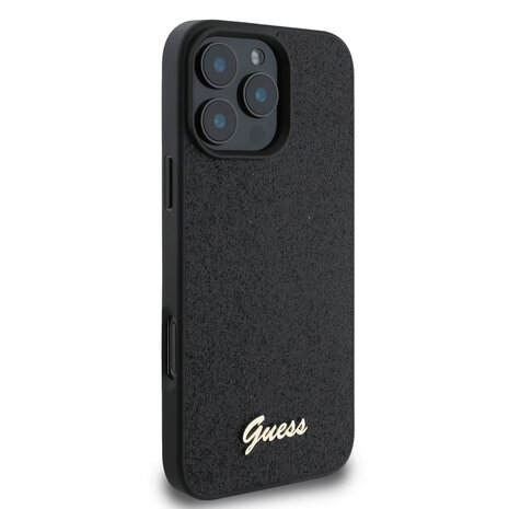 Guess Guess iPhone 16 Pro Max Backcover hoesje - HC O Fixed Glitter - Zwart