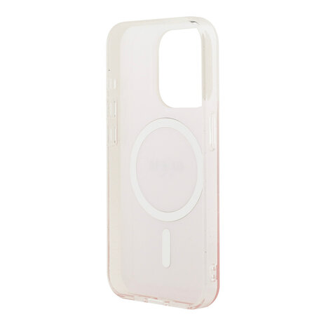 Guess Guess iPhone 15 Pro Back cover coque - O HC Magsafe IML Glitter Gradient - Rose Guess Guess iPhone 15 Pro Back cover coque - O HC Magsafe IML Glitter Gradient - Rose