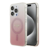 Guess Guess iPhone 15 Pro Backcover hoesje - O HC Magsafe IML Glitter Gradient - Roze