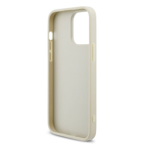 Guess Guess iPhone 15 Pro Max Back cover case - HC O Grained PU HS Peony And Triangle Logo - Beige Guess Guess iPhone 15 Pro Max Back cover case - HC O Grained PU HS Peony And Triangle Logo - Beige
