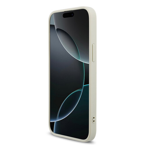 Guess Guess iPhone 15 Pro Max Back cover coque - HC O Grained PU HS Peony And Triangle Logo - Beige