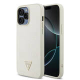 Guess Guess iPhone 15 Pro Max Backcover hoesje - HC O Grained PU HS Peony And Triangle Logo - Beige
