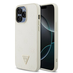 Guess iPhone 15 Pro Max Back cover coque - HC O Grained PU HS Peony And Triangle Logo - Beige