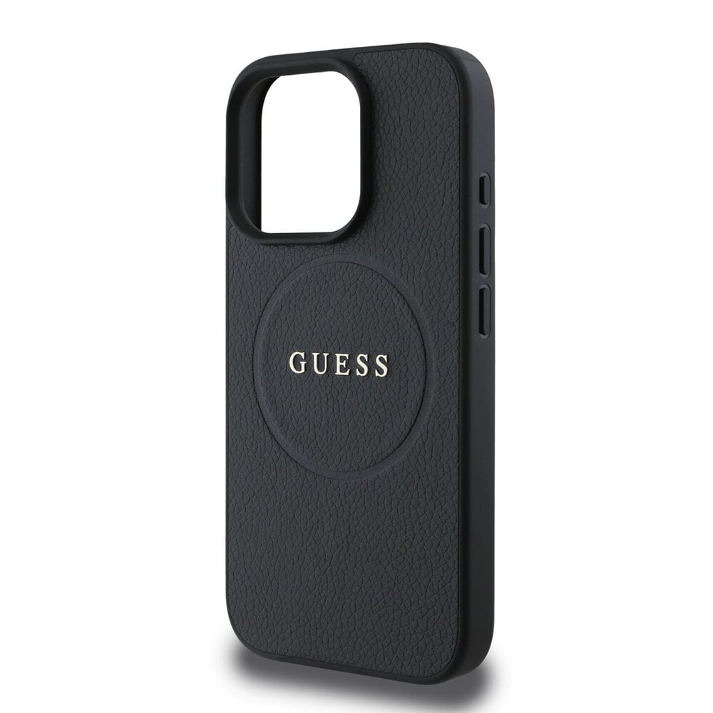Guess Guess iPhone 16 Pro Max Back cover case - HC O Magsafe PU Grained Ring - Black Guess Guess iPhone 16 Pro Max Back cover case - HC O Magsafe PU Grained Ring - Black