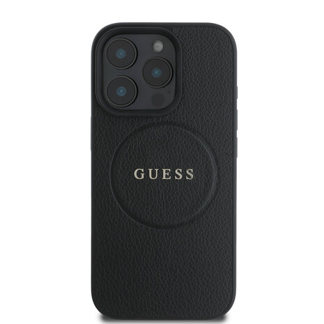Guess Guess iPhone 16 Pro Max Back-Cover hul - HC O Magsafe PU Grained Ring - Schwarz