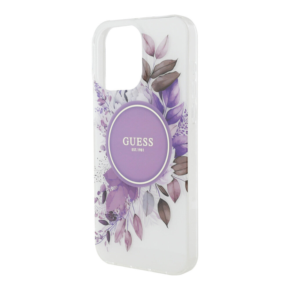 Guess Guess iPhone 15 Pro Max Back-Cover hul - HC O Magsafe IML Flower - Lila Guess Guess iPhone 15 Pro Max Back-Cover hul - HC O Magsafe IML Flower - Lila