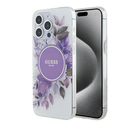 Guess Guess iPhone 15 Pro Max Back-Cover hul - HC O Magsafe IML Flower - Lila Guess Guess iPhone 15 Pro Max Back-Cover hul - HC O Magsafe IML Flower - Lila