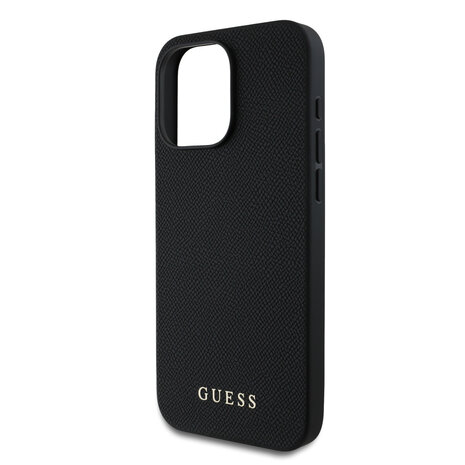 Guess Guess iPhone 15 Pro Max Backcover hoesje - HC O Grained PU With Flower Charm Strap - Zwart