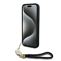 Guess Guess iPhone 15 Pro Max Back cover coque - HC O Grained PU With Flower Charm Strap - Noir
