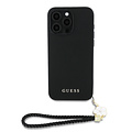 Guess Guess iPhone 15 Pro Max Back cover coque - HC O Grained PU With Flower Charm Strap - Noir