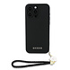 Guess Guess iPhone 15 Pro Max Backcover hoesje - HC O Grained PU With Flower Charm Strap - Zwart