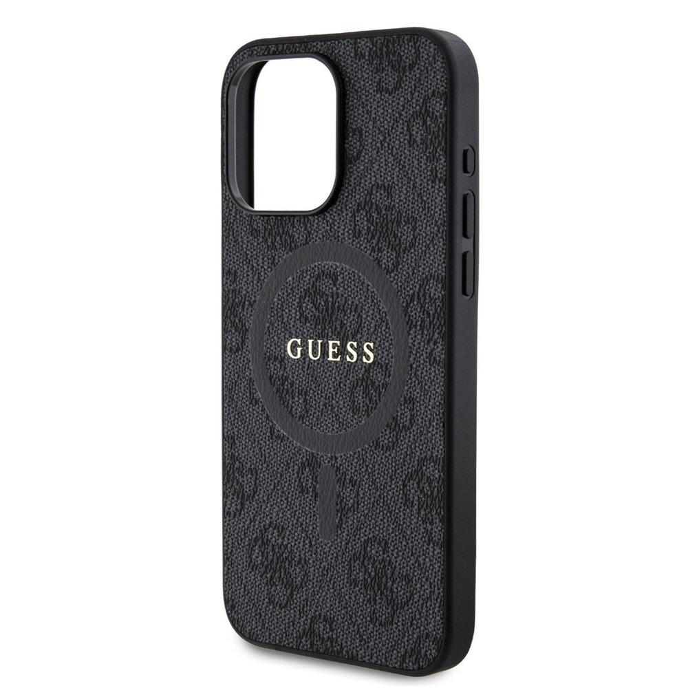 Guess Guess iPhone 15 Pro Max Back cover case - HC O Magsafe PU 4G Ring Classic Logo - Black Guess Guess iPhone 15 Pro Max Back cover case - HC O Magsafe PU 4G Ring Classic Logo - Black