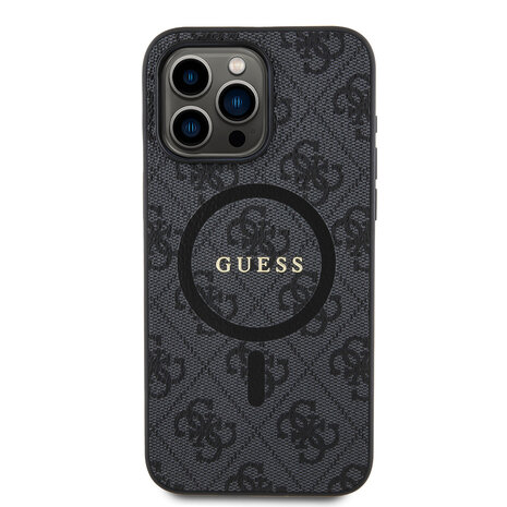 Guess Guess iPhone 15 Pro Max Back cover coque - HC O Magsafe PU 4G Ring Classic Logo - Noir Guess Guess iPhone 15 Pro Max Back cover coque - HC O Magsafe PU 4G Ring Classic Logo - Noir