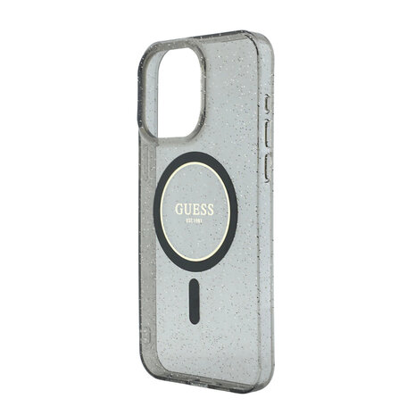 Guess Guess iPhone 15 Pro Max Back-Cover hul - HC O Magsafe IML Glitter W/ Pearl Strap - Schwarz Guess Guess iPhone 15 Pro Max Back-Cover hul - HC O Magsafe IML Glitter W/ Pearl Strap - Schwarz