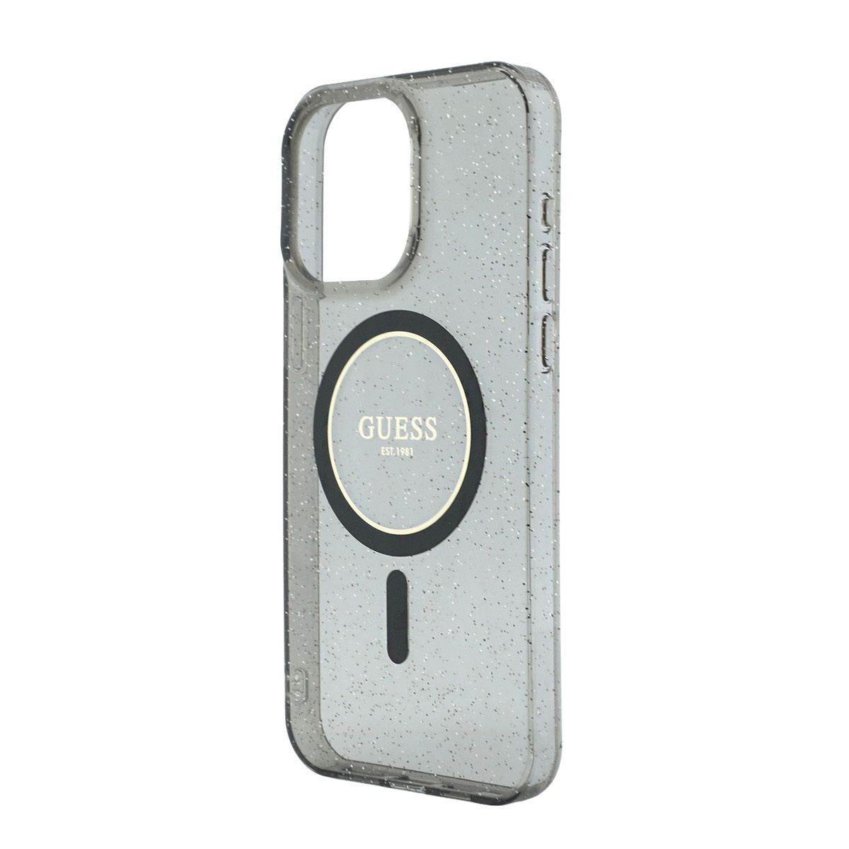 Guess Guess iPhone 15 Pro Max Backcover hoesje - HC O Magsafe IML Glitter W/ Pearl Strap - Zwart, foto 6 van 6