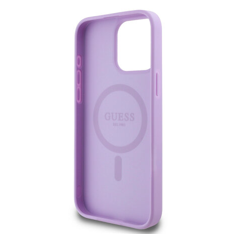 Guess Guess iPhone 15 Pro Max Back cover coque - HC O Magsafe PU Peony Hot Stamp - Violet Guess Guess iPhone 15 Pro Max Back cover coque - HC O Magsafe PU Peony Hot Stamp - Violet