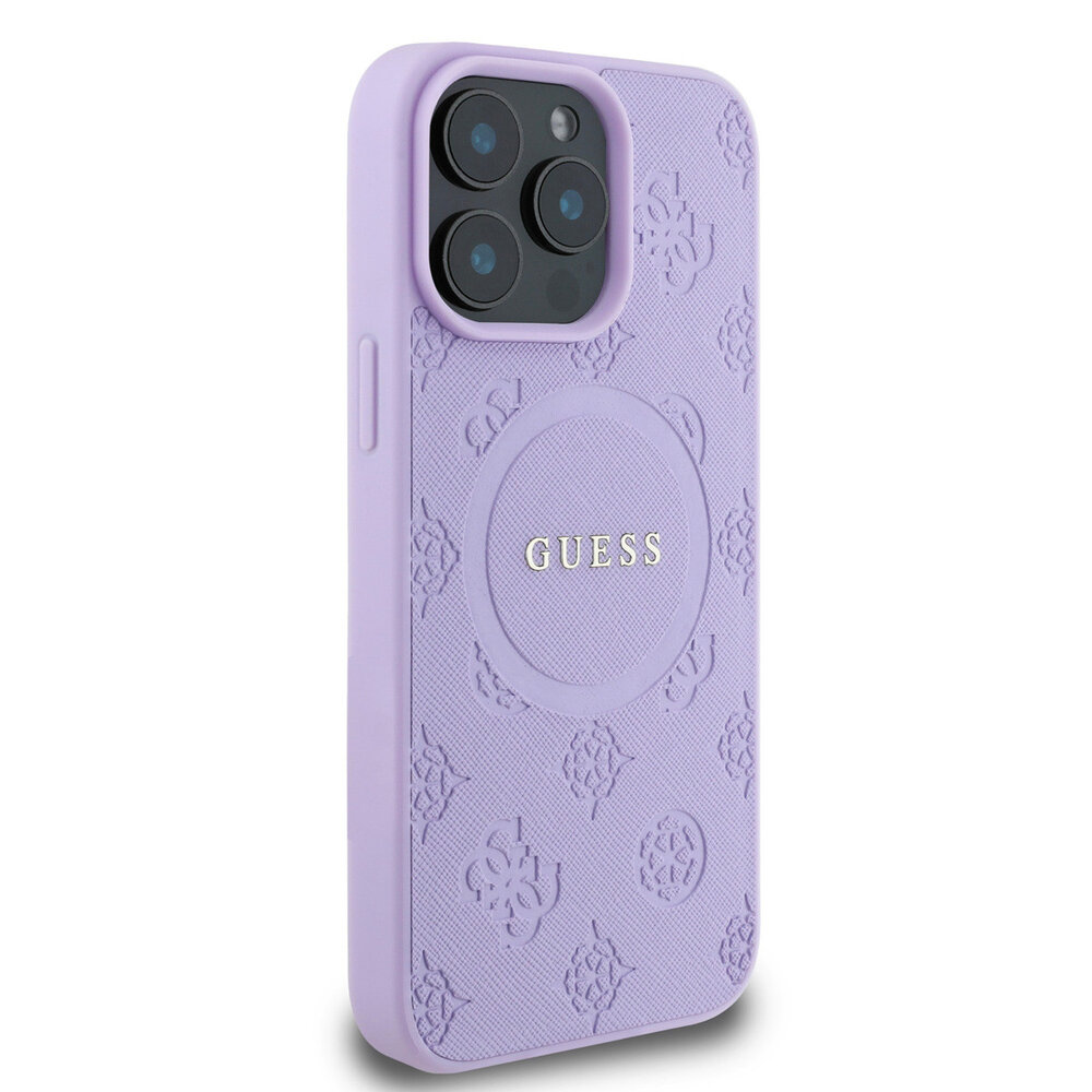 Guess Guess iPhone 15 Pro Max Backcover hoesje - HC O Magsafe PU Peony Hot Stamp - Paars Guess Guess iPhone 15 Pro Max Backcover hoesje - HC O Magsafe PU Peony Hot Stamp - Paars