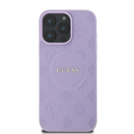 Guess Guess iPhone 15 Pro Max Backcover hoesje - HC O Magsafe PU Peony Hot Stamp - Paars Guess Guess iPhone 15 Pro Max Backcover hoesje - HC O Magsafe PU Peony Hot Stamp - Paars