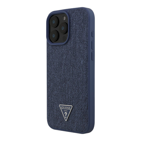 Guess Guess iPhone 16 Pro Max Back-Cover hul - O HC Magsafe Denim Triangle Logo - Hellblau