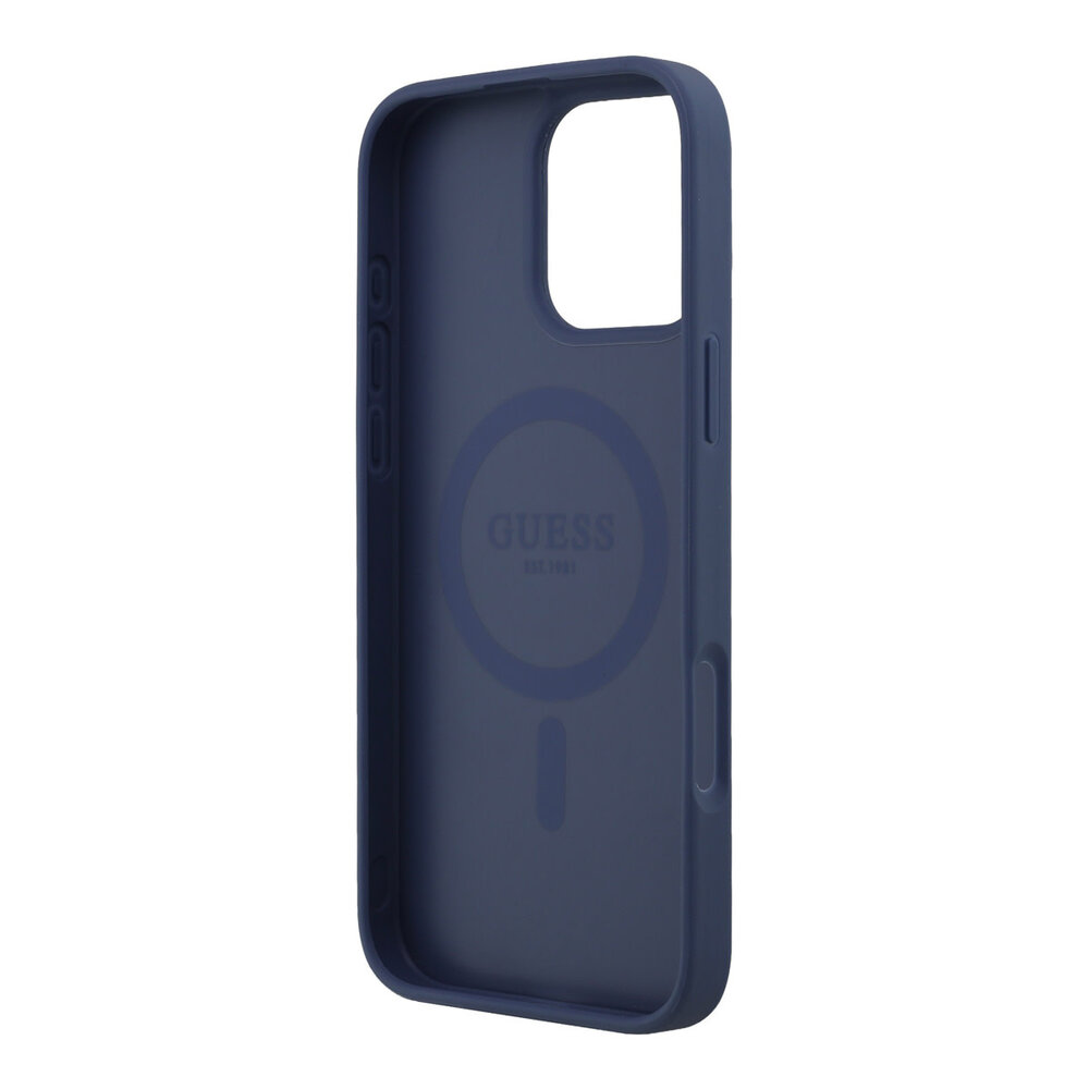 Guess Guess iPhone 16 Pro Max Backcover hoesje - O HC Magsafe Denim Triangle Logo - LichtBlauw Guess Guess iPhone 16 Pro Max Backcover hoesje - O HC Magsafe Denim Triangle Logo - LichtBlauw
