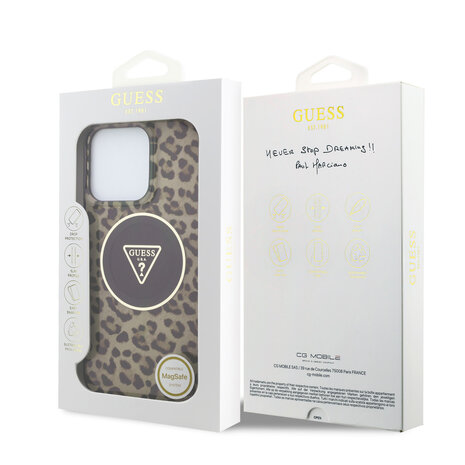 Guess Guess iPhone 15 Pro Max Back-Cover hul - HC O PC TPU Leopard Printed - Braun Guess Guess iPhone 15 Pro Max Back-Cover hul - HC O PC TPU Leopard Printed - Braun