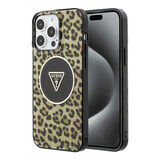 Guess Guess iPhone 15 Pro Max Backcover hoesje - HC O PC TPU Leopard Printed - Bruin