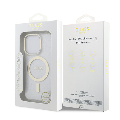 Guess Guess iPhone 16 Pro Back cover coque - HC O Magsafe IML Translucent Glitter Colored - Transparent Guess Guess iPhone 16 Pro Back cover coque - HC O Magsafe IML Translucent Glitter Colored - Transparent