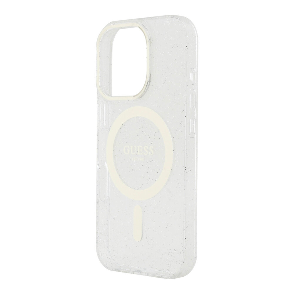 Guess Guess iPhone 16 Pro Backcover hoesje - HC O Magsafe IML Translucent Glitter Colored - Transparant
