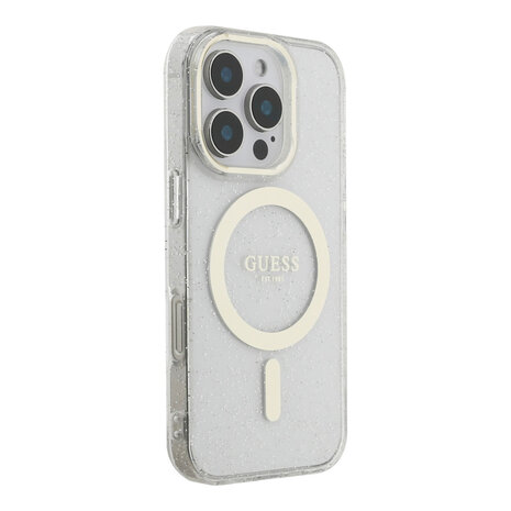 Guess Guess iPhone 16 Pro Back cover case - HC O Magsafe IML Translucent Glitter Colored - Transparent Guess Guess iPhone 16 Pro Back cover case - HC O Magsafe IML Translucent Glitter Colored - Transparent