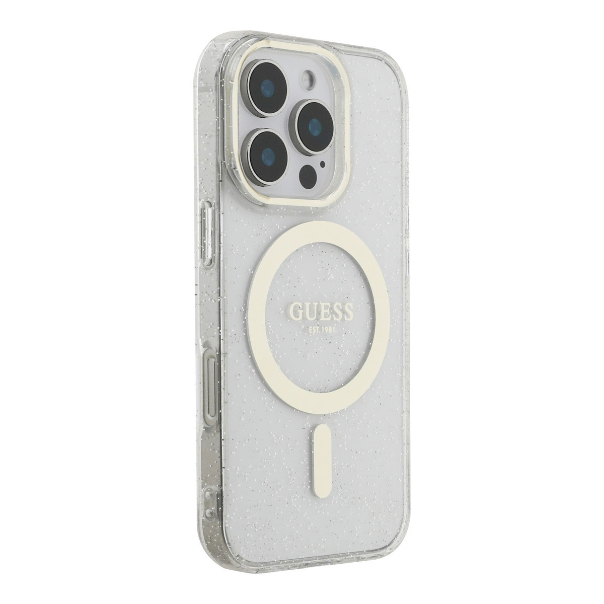 Guess Guess iPhone 16 Pro Backcover hoesje - HC O Magsafe IML Translucent Glitter Colored - Transparant, foto 4 van 6