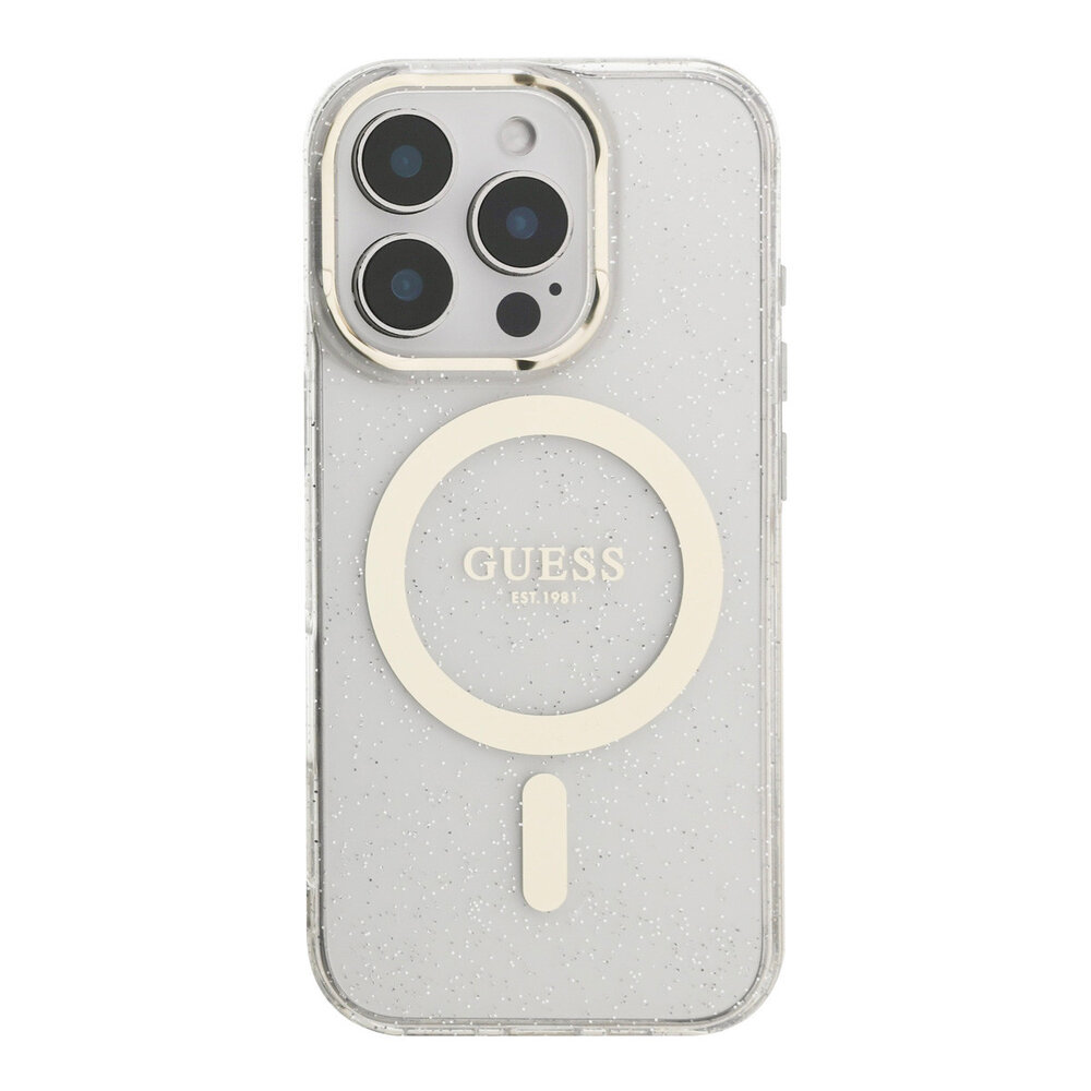 Guess Guess iPhone 16 Pro Back-Cover hul - HC O Magsafe IML Translucent Glitter Colored - Transparent Guess Guess iPhone 16 Pro Back-Cover hul - HC O Magsafe IML Translucent Glitter Colored - Transparent