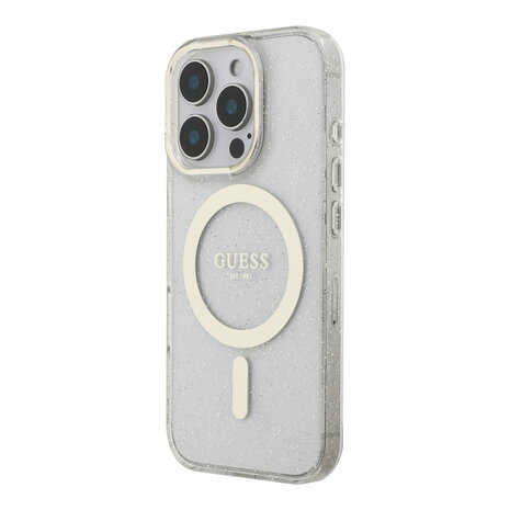 Guess Guess iPhone 16 Pro Back-Cover hul - HC O Magsafe IML Translucent Glitter Colored - Transparent Guess Guess iPhone 16 Pro Back-Cover hul - HC O Magsafe IML Translucent Glitter Colored - Transparent