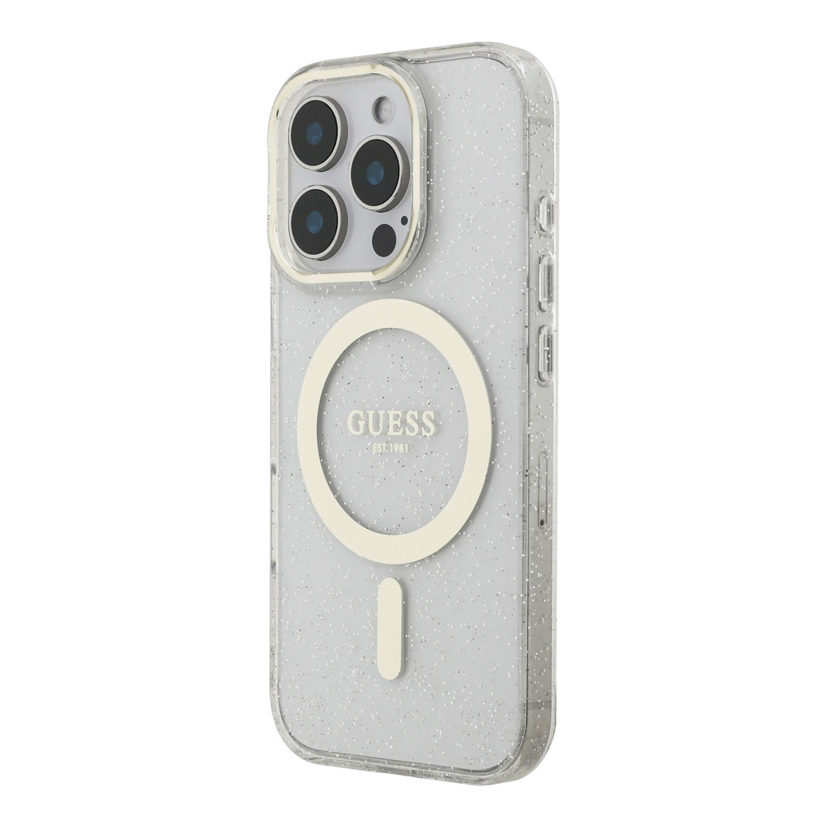 Guess Guess iPhone 16 Pro Backcover hoesje - HC O Magsafe IML Translucent Glitter Colored - Transparant, foto 2 van 6