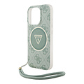 Guess Guess iPhone 16 Pro Back cover coque - HC O Magsafe IML 4G Triangle W/ Cord Strap - Vert