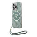 Guess Guess iPhone 16 Pro Back cover coque - HC O Magsafe IML 4G Triangle W/ Cord Strap - Vert