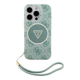 Guess Guess iPhone 16 Pro Backcover hoesje - HC O Magsafe IML 4G Triangle W/ Cord Strap - Groen Guess Guess iPhone 16 Pro Backcover hoesje - HC O Magsafe IML 4G Triangle W/ Cord Strap - Groen