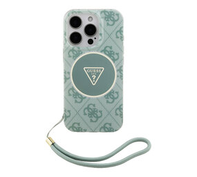 Guess Guess iPhone 16 Pro Backcover hoesje - HC O Magsafe IML 4G Triangle W/ Cord Strap - Groen Guess Guess iPhone 16 Pro Backcover hoesje - HC O Magsafe IML 4G Triangle W/ Cord Strap - Groen
