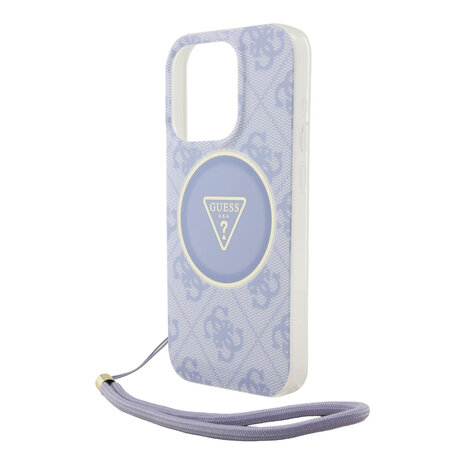 Guess Guess iPhone 15 Pro Back-Cover hul - HC O Magsafe IML 4G Triangle W/ Cord Strap - Lila