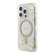 Guess Guess iPhone 15 Pro Backcover hoesje - O HC Magsafe Resin Flowers And Glitter - Beige Guess Guess iPhone 15 Pro Backcover hoesje - O HC Magsafe Resin Flowers And Glitter - Beige