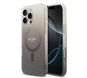 Guess Guess iPhone 16 Pro Max Backcover hoesje - O HC Magsafe IML Glitter Gradient - Zwart Guess Guess iPhone 16 Pro Max Backcover hoesje - O HC Magsafe IML Glitter Gradient - Zwart