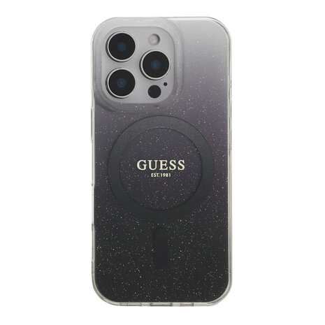 Guess Guess iPhone 16 Pro Back-Cover hul - O HC Magsafe IML Glitter Gradient - Schwarz Guess Guess iPhone 16 Pro Back-Cover hul - O HC Magsafe IML Glitter Gradient - Schwarz