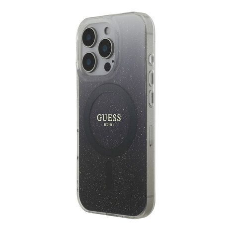 Guess Guess iPhone 16 Pro Back cover coque - O HC Magsafe IML Glitter Gradient - Noir Guess Guess iPhone 16 Pro Back cover coque - O HC Magsafe IML Glitter Gradient - Noir