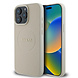 Guess Guess iPhone 15 Pro Max Back cover case - HC Magsafe PU Grained Gold Ring - Beige