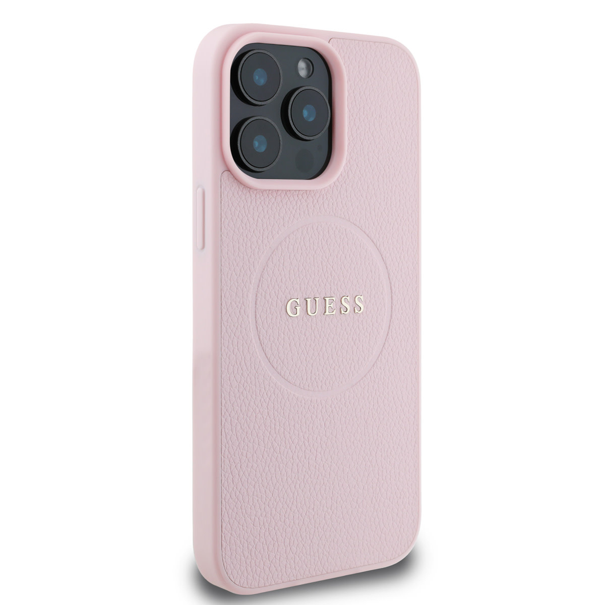Guess Guess iPhone 15 Pro Max Backcover hoesje - HC Magsafe PU Grained Gold Ring - Roze, foto 4 van 6