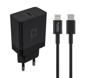 TUNIQ TUNIQ Snellader PD 25W Adapter - met Lightning naar Type-C Kabel - Zwart