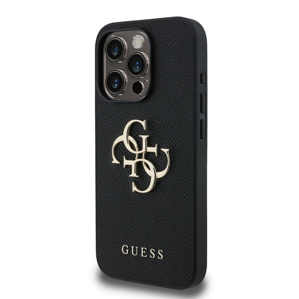 Guess Guess iPhone 15 Pro Backcover hoesje - HC O Grained PU Big 4G Logo - Zwart Guess Guess iPhone 15 Pro Backcover hoesje - HC O Grained PU Big 4G Logo - Zwart