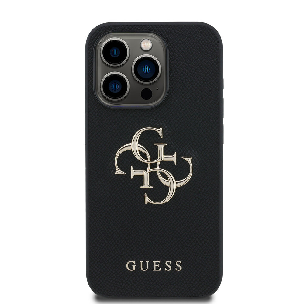 Guess Guess iPhone 15 Pro Back cover coque - HC O Grained PU Big 4G Logo - Noir Guess Guess iPhone 15 Pro Back cover coque - HC O Grained PU Big 4G Logo - Noir