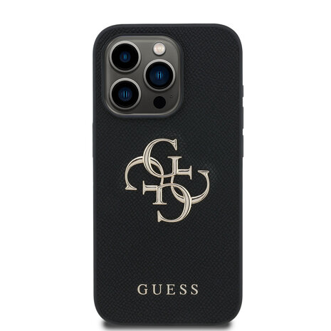 Guess Guess iPhone 15 Pro Back-Cover hul - HC O Grained PU Big 4G Logo - Schwarz