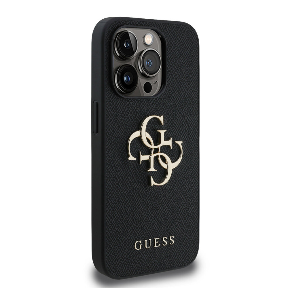 Guess Guess iPhone 15 Pro Back-Cover hul - HC O Grained PU Big 4G Logo - Schwarz