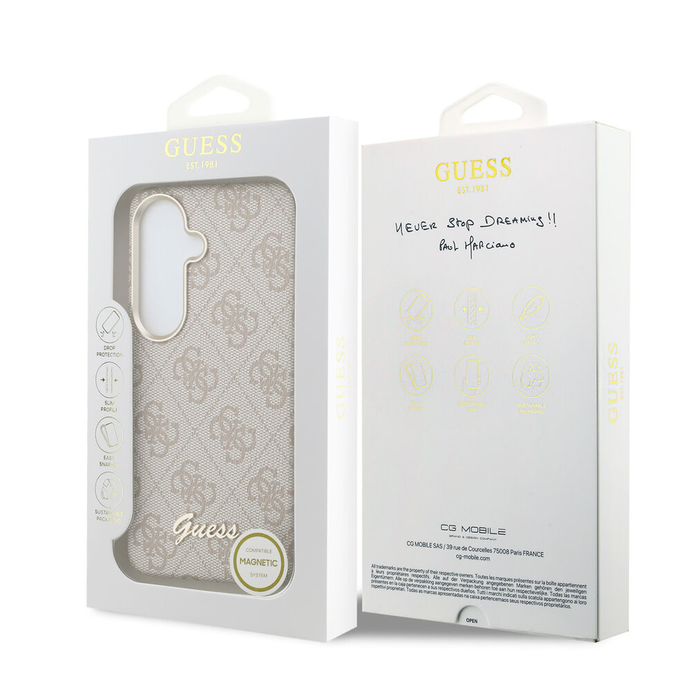 Guess Guess Galaxy S26 Back cover coque - PU 4G Script Metal Logo Magsafe pro Samsung Galaxy S26 - Rose